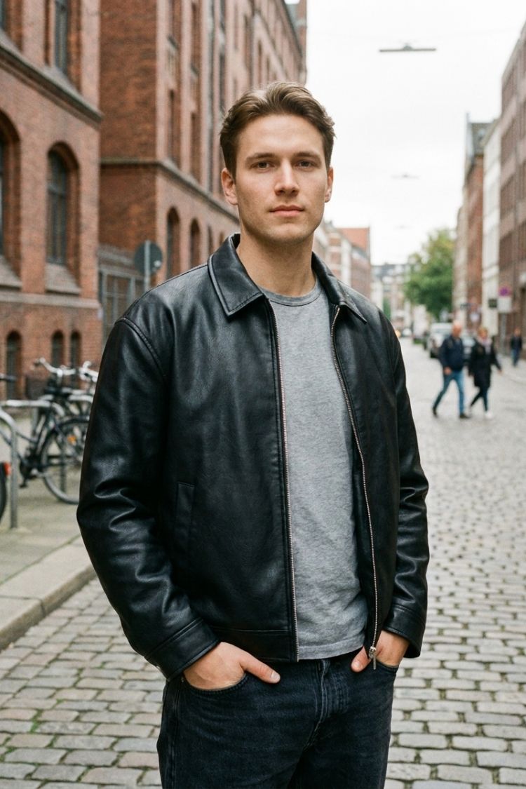 Men's Jacket with Zipper and Collar