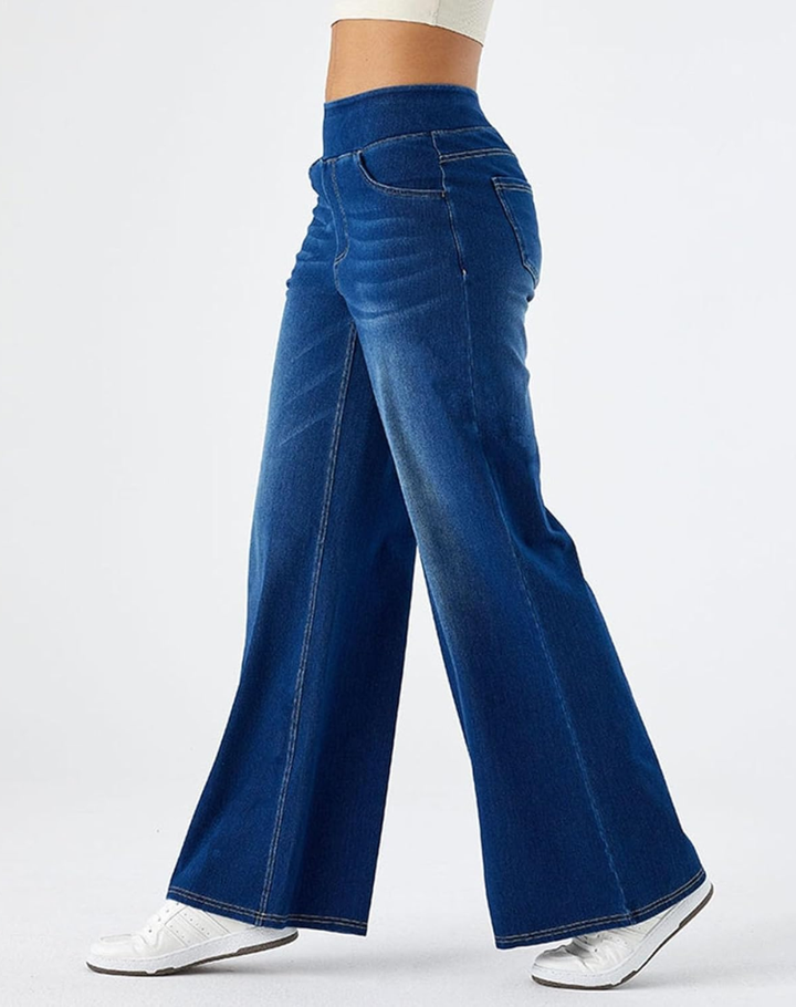 Evie Comfy Elastic High-Waisted Pants, view 4 - Elena Harper