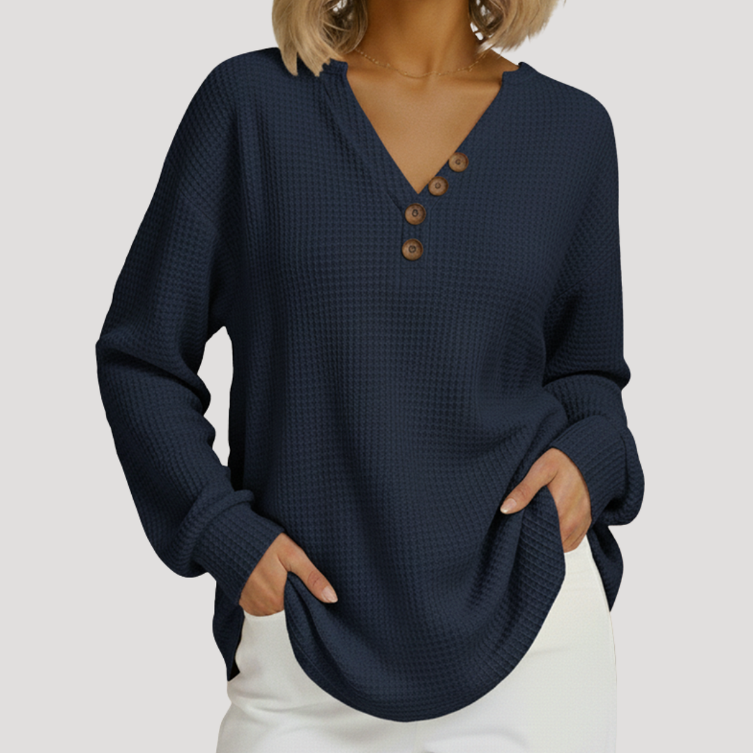 Textured V-Neck Pullover for Women