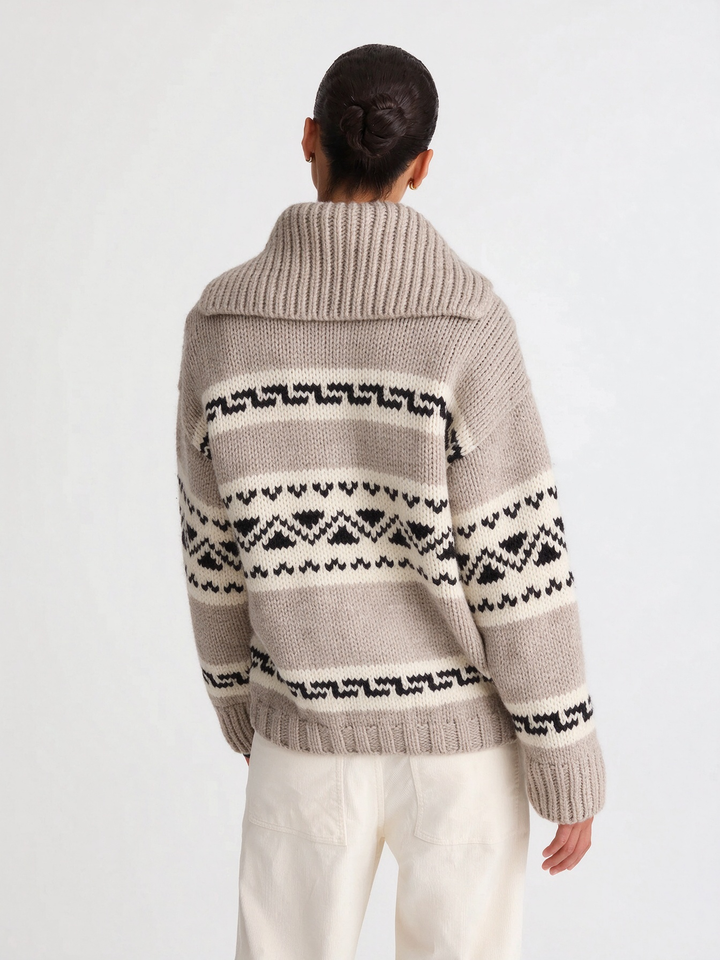 Fair Isle Zip Knit Cardigan