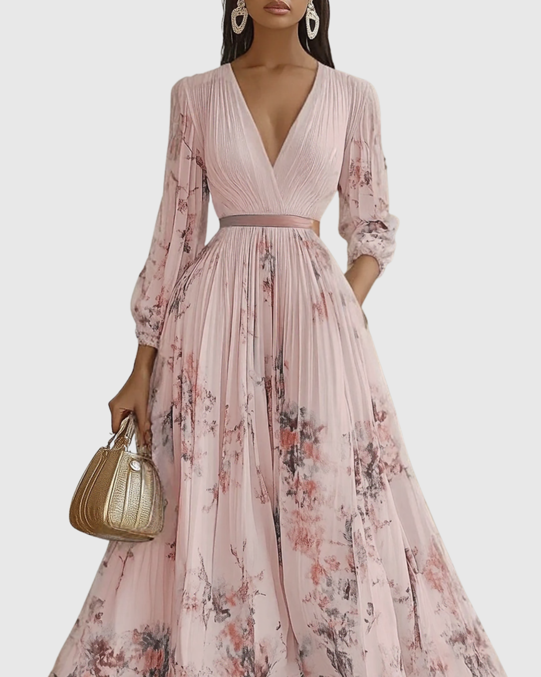Rowella Elegant Pleated Maxi Dress - Elena Harper