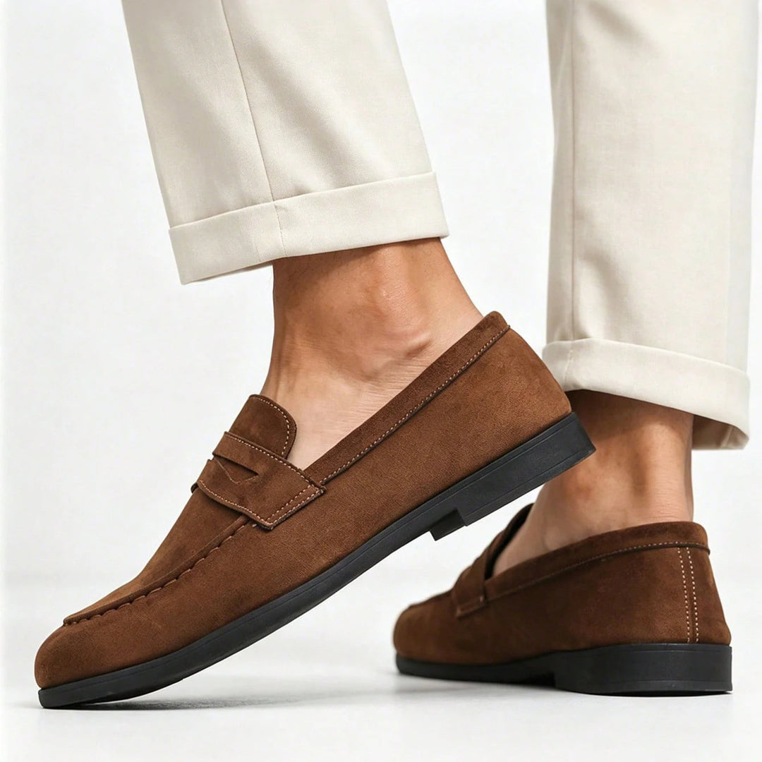 Suede Penny Loafers for Men - Elena Harper