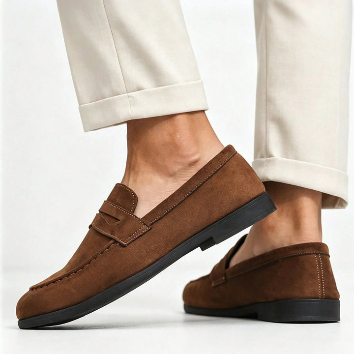 Suede Penny Loafers for Men - Elena Harper