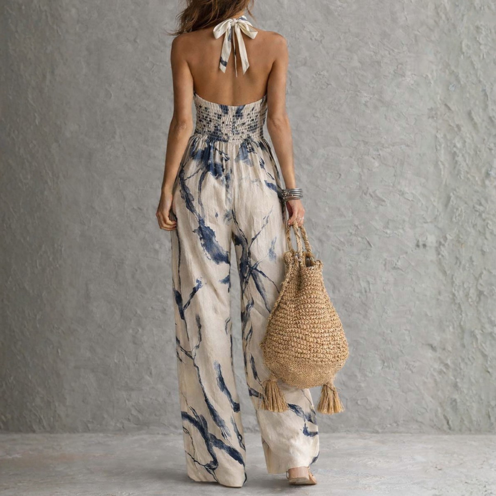 Symia Elegant Jumpsuit with Artistic Prints, view 6 - Elena Harper