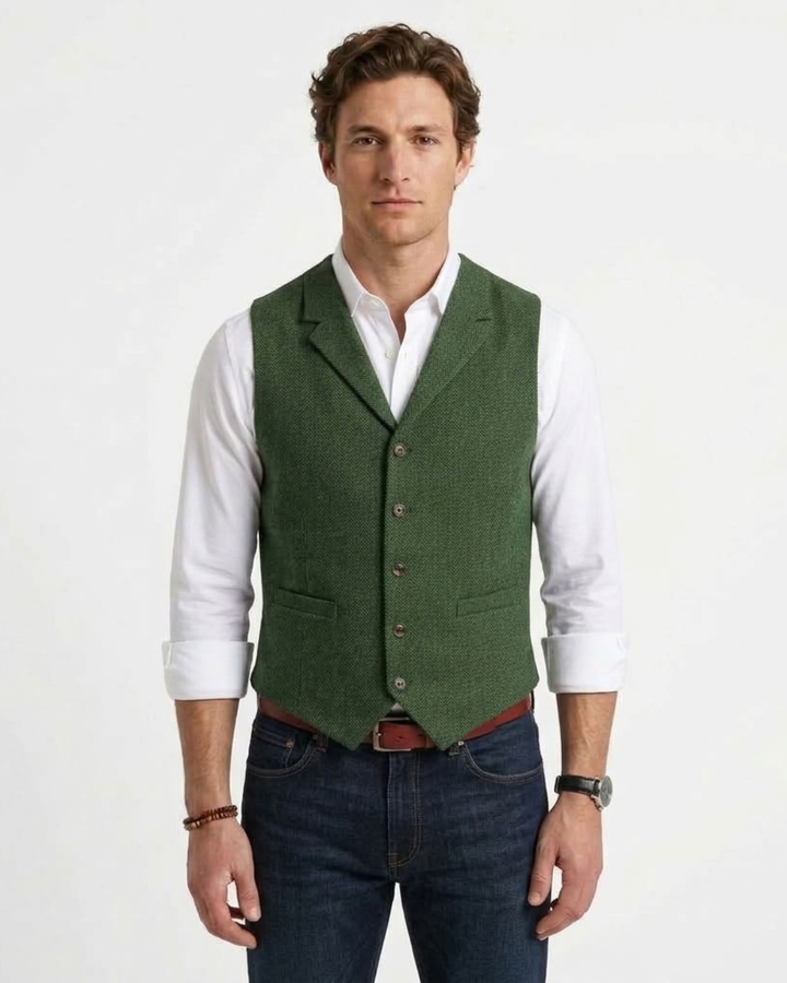 Men's Chevron Patterned Fitted Vest