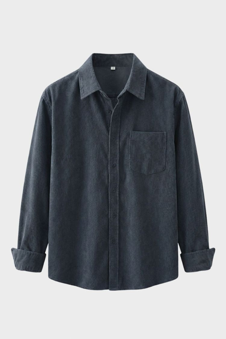 Men's Cord Shirt with Button Placket and Chest Pocket