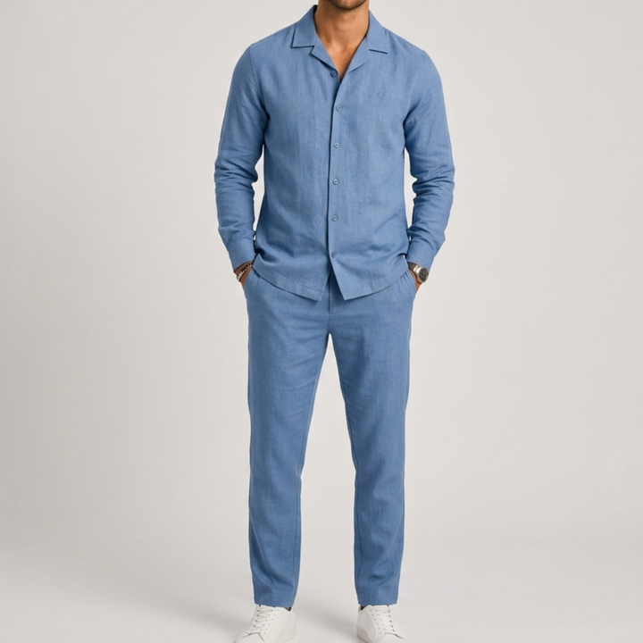 Long Sleeve Top with Pants Set for Men