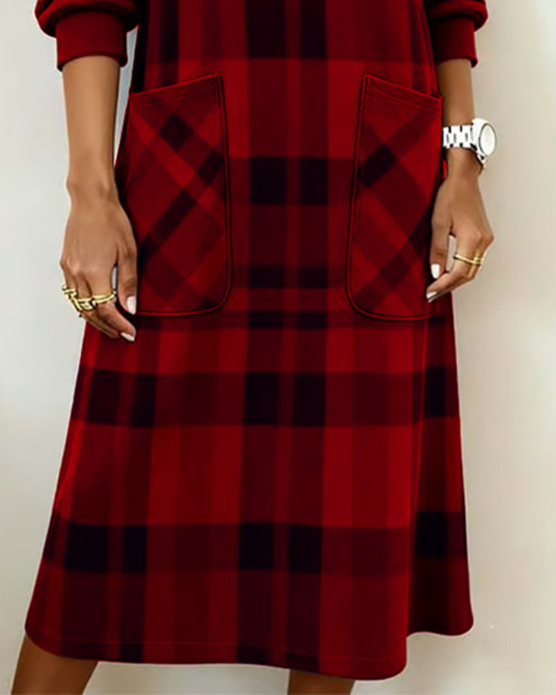 Kathrine Elegant Plaid Dress - Elena Harper