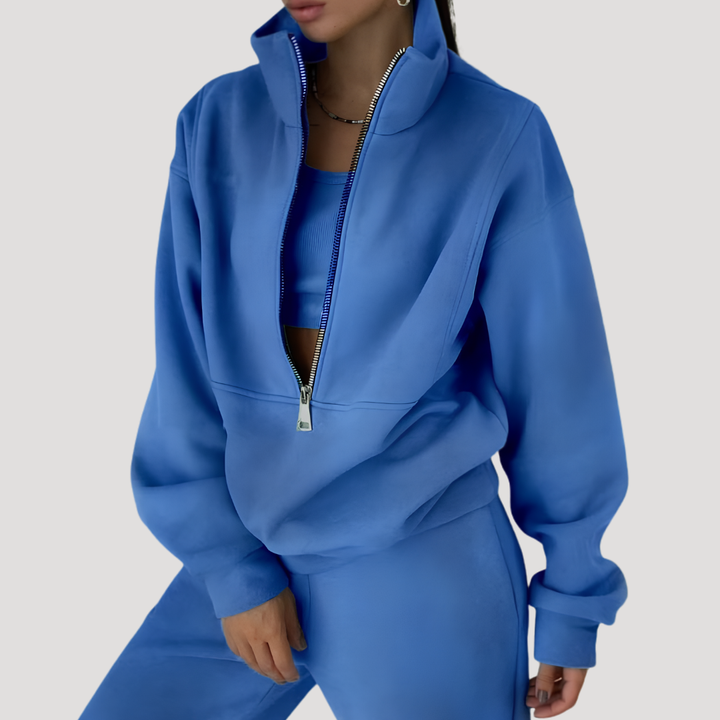 Women's Half-Zip Sweatshirt and Pants Set