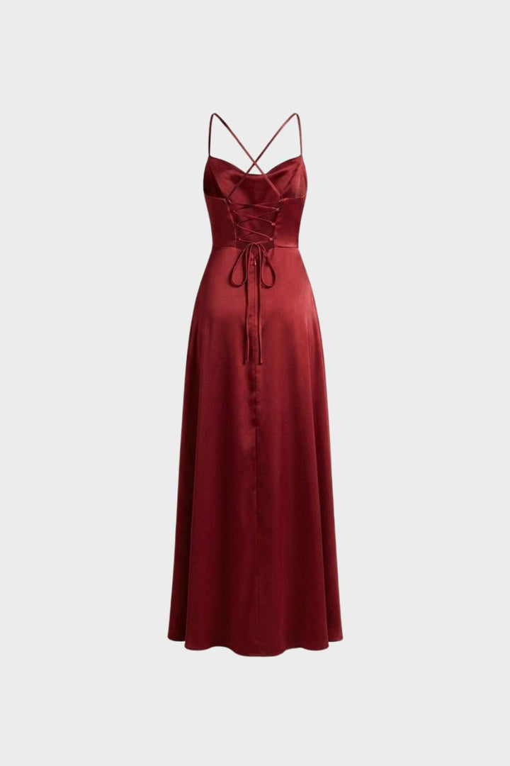 Women's Satin Evening Dress | Slit