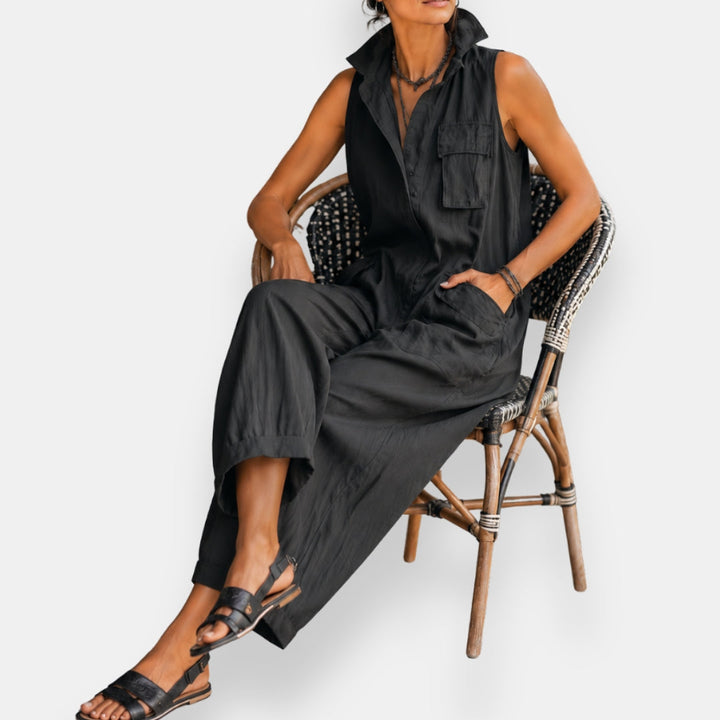 SLEEVELESS CARGO JUMPSUIT FOR WOMEN