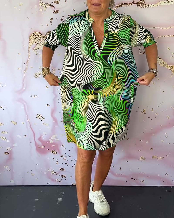 Women’s Multicolor V-Neck Midi Dress