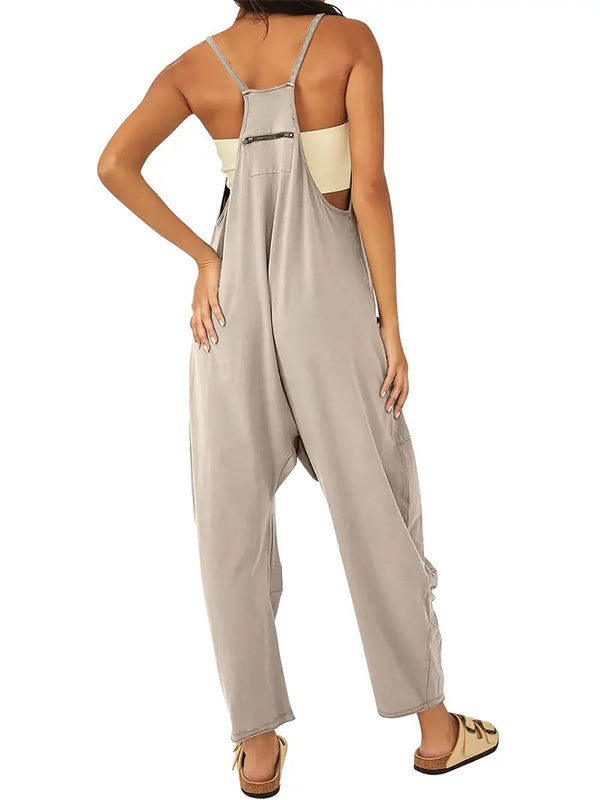 Casual Dungaree Jumpsuit with Large Pockets