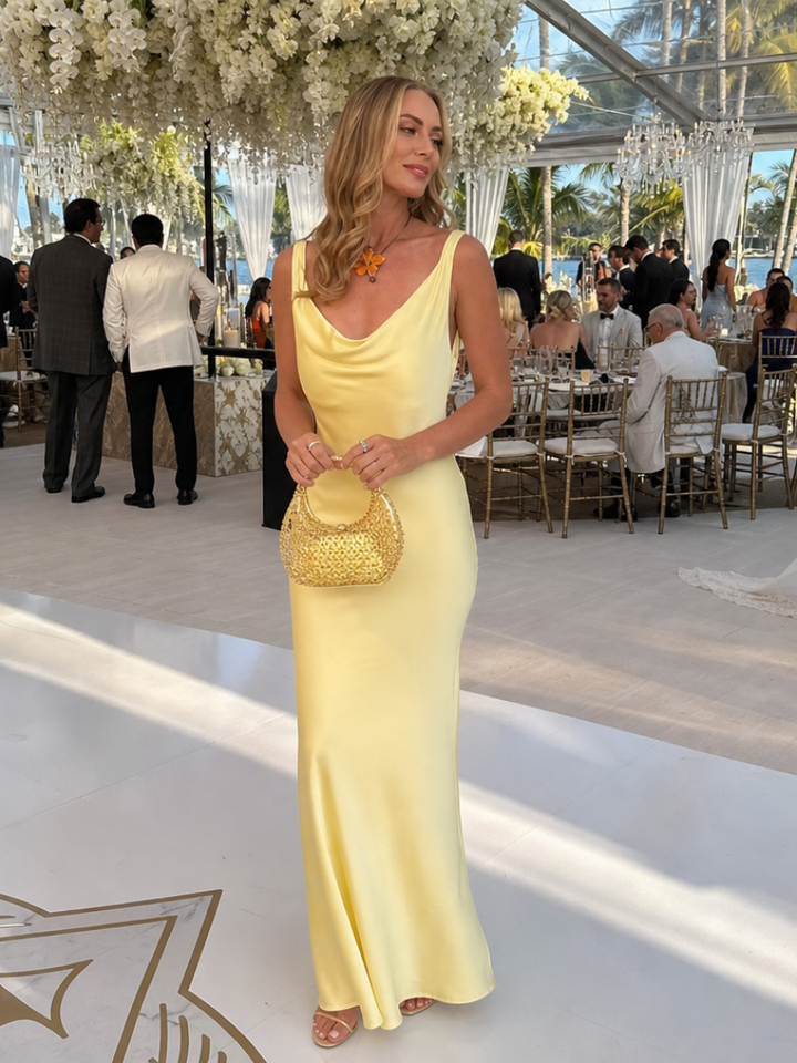 Sigler Sleeveless Cowl Neck Fitted Maxi Dress - Elena Harper