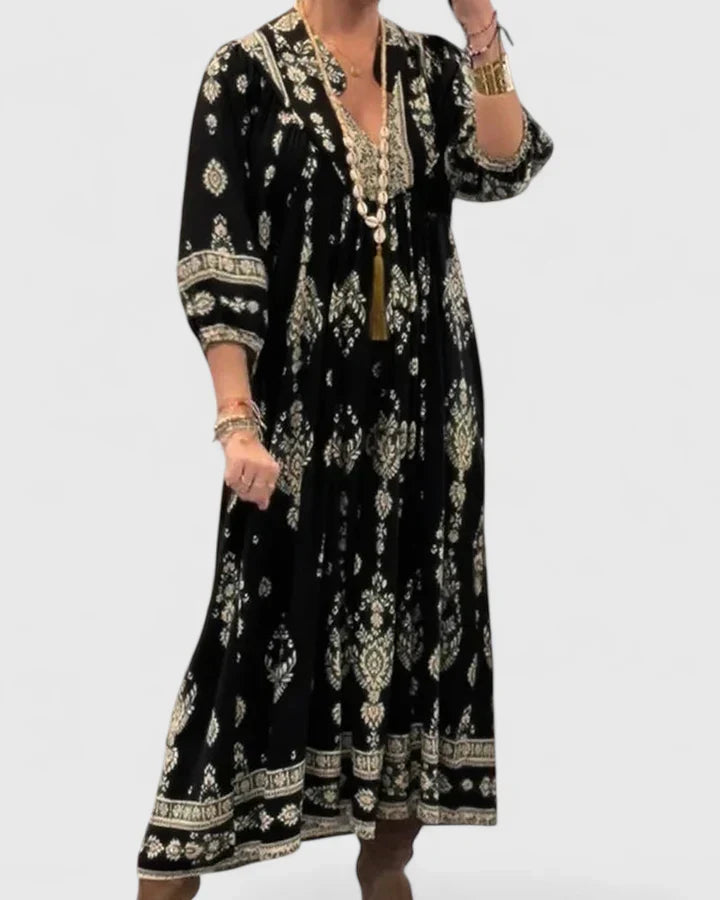 Claire Bohemian V-neck Maxi Dress - Elena Harper