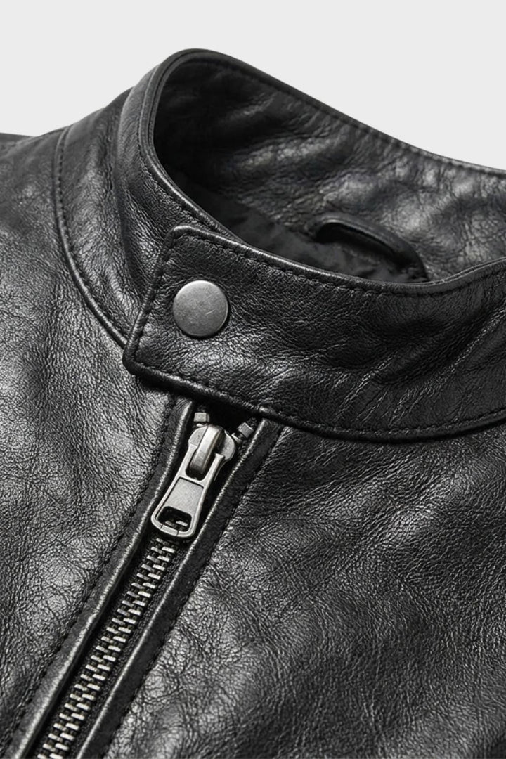 Men's Moto Casual Jacket | Stand-Up Collar & Straight Zipper