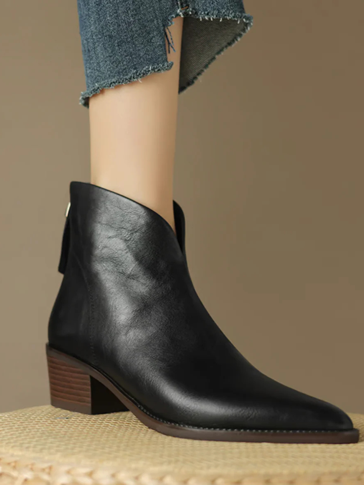 Camille Low Heel Ankle Boots - Elena Harper