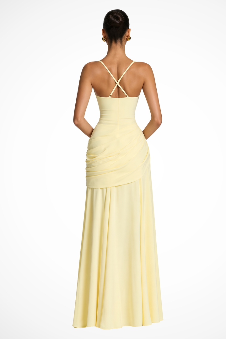 Wedding Guest Maxi Dress with Square Neck and Split