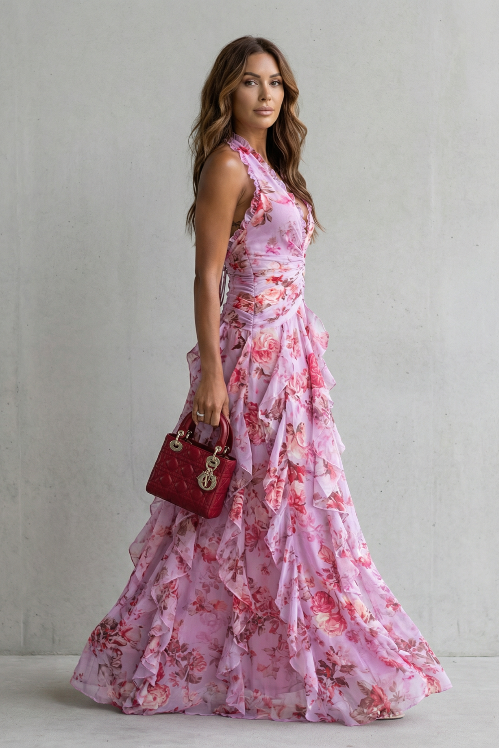 Bella Long Dress with Halter Neck - Elena Harper