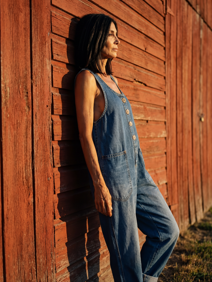 Women's Relaxed Rooster Motif Jumpsuit