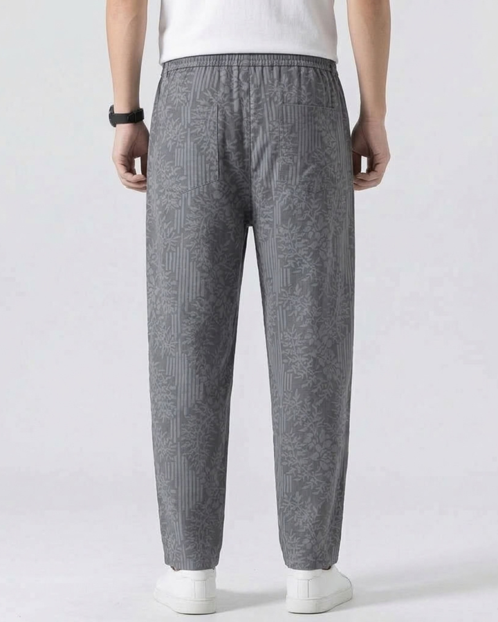 Floral Linen Blend Trousers For Men