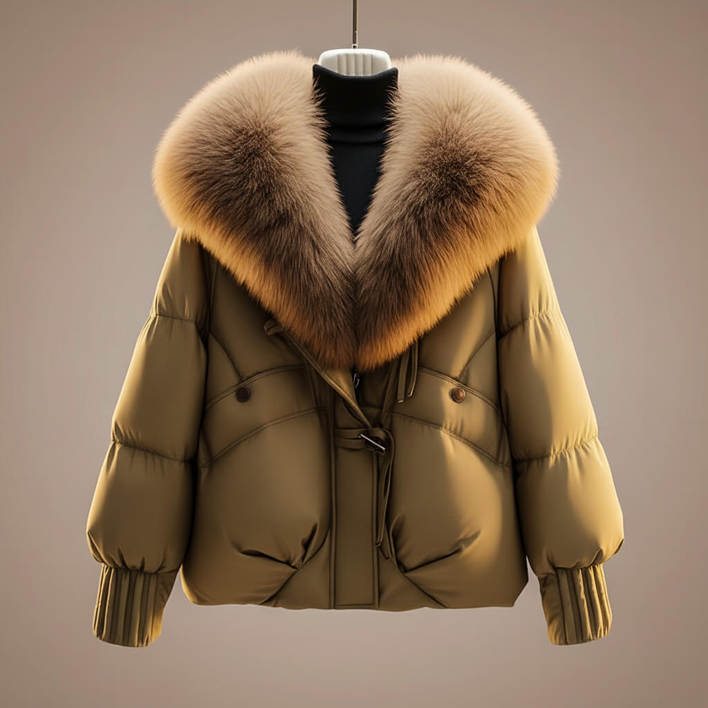 Emmeline Winter Coat with Plush Statement Collar for Women - Elena Harper