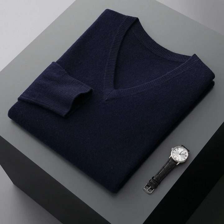 Men's Soft V-Neck Knit Sweater for All-Season Comfort