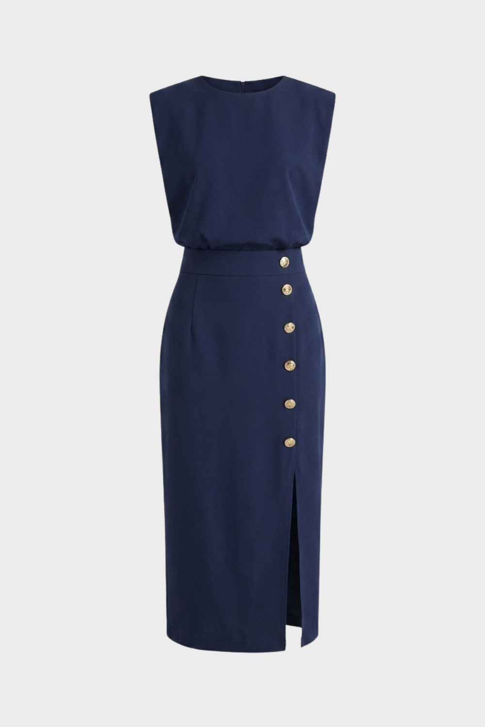 Women's Midi Dress Button | Sleeveless