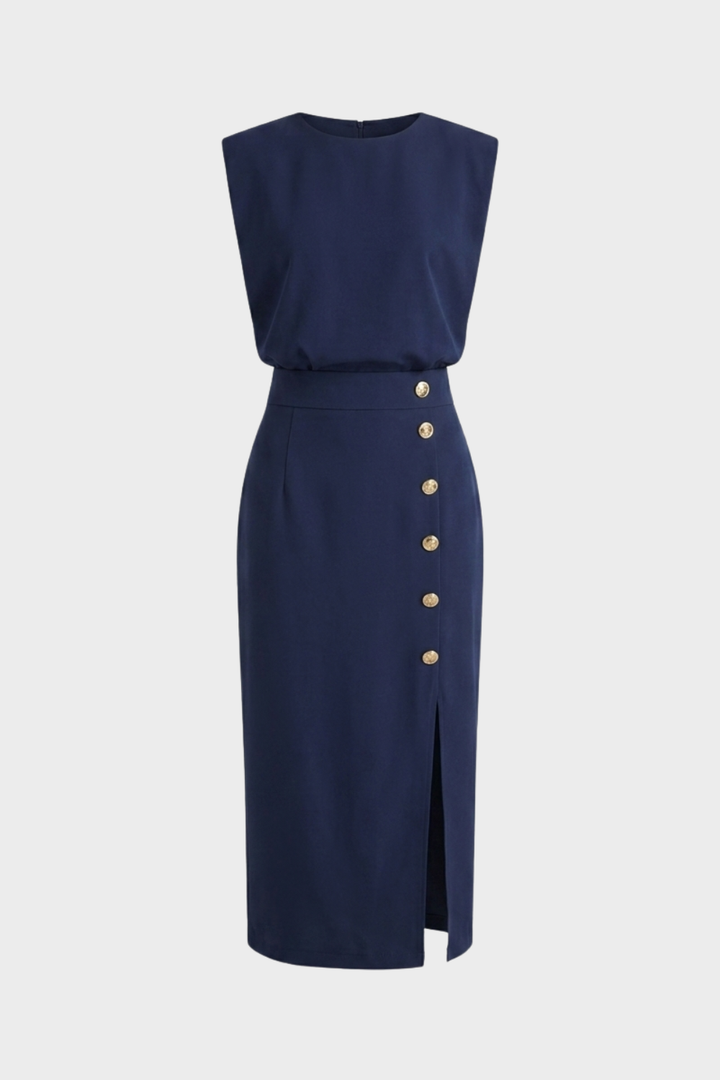 Women's Midi Dress Button | Sleeveless