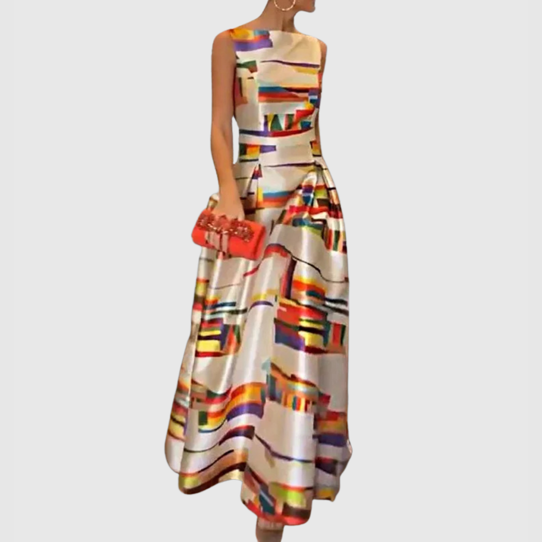 Ashlynn Chic O-Neck Pleated Sleeveless Evening Dress - Elena Harper