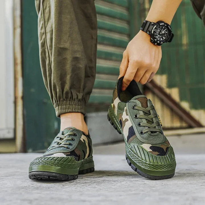 Liberato Resistant Camouflage Sneakers, view 3 - Elena Harper