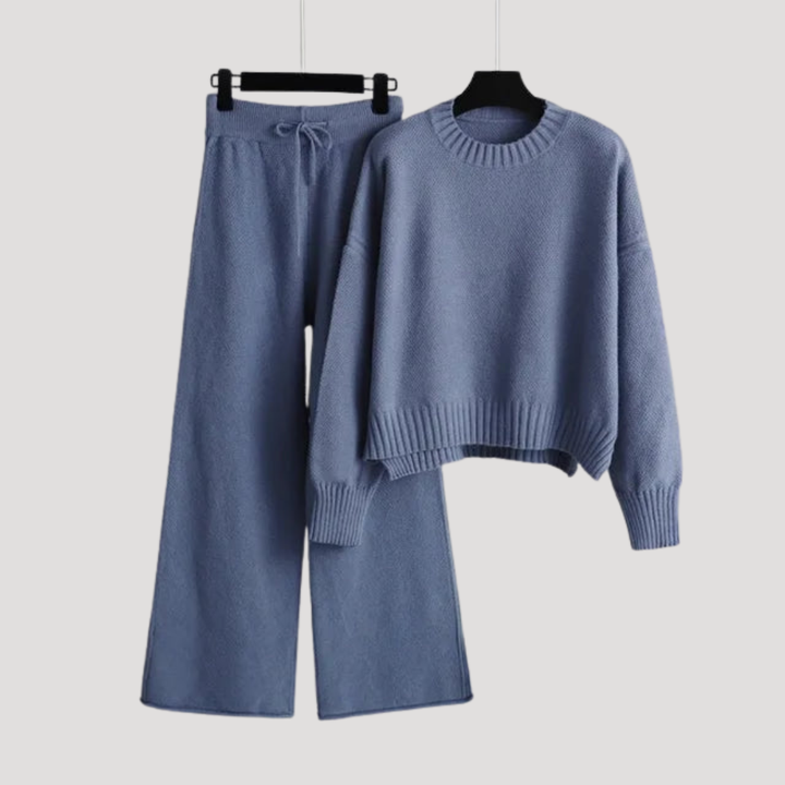Women's Knit Set: Sweater and Wide-Leg Pants, view 3 - Elena Harper