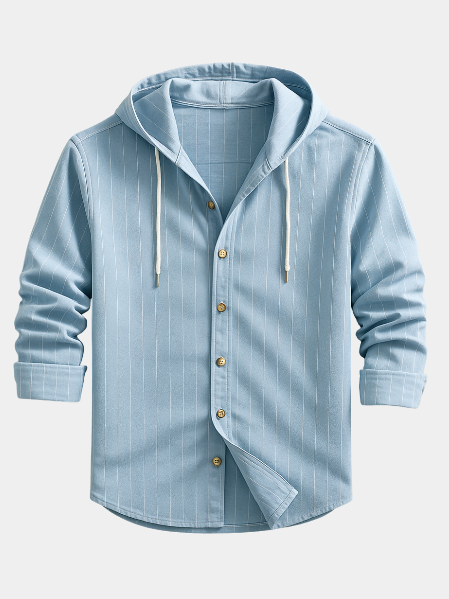 ELENA HARPER™  |  LUXURY STRIPED SHIRT WITH HOOD