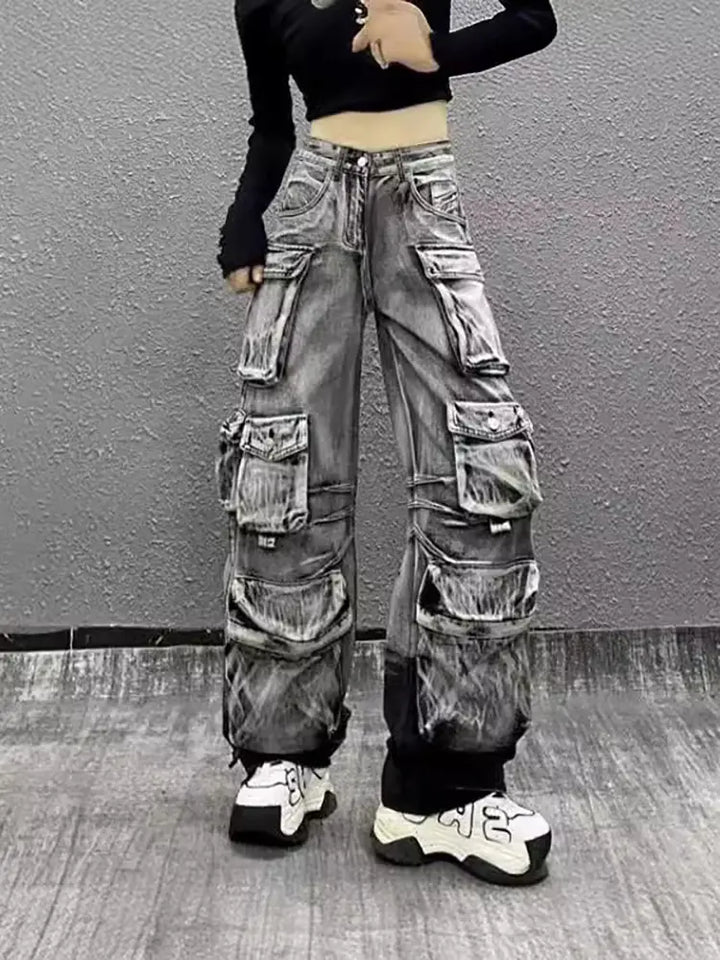 Gradient Cargo Paratrooper Jeans, view 3 - Elena Harper