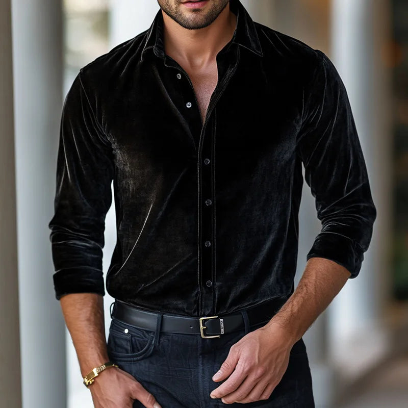 Classic Velvet Shirt for Men - Elena Harper