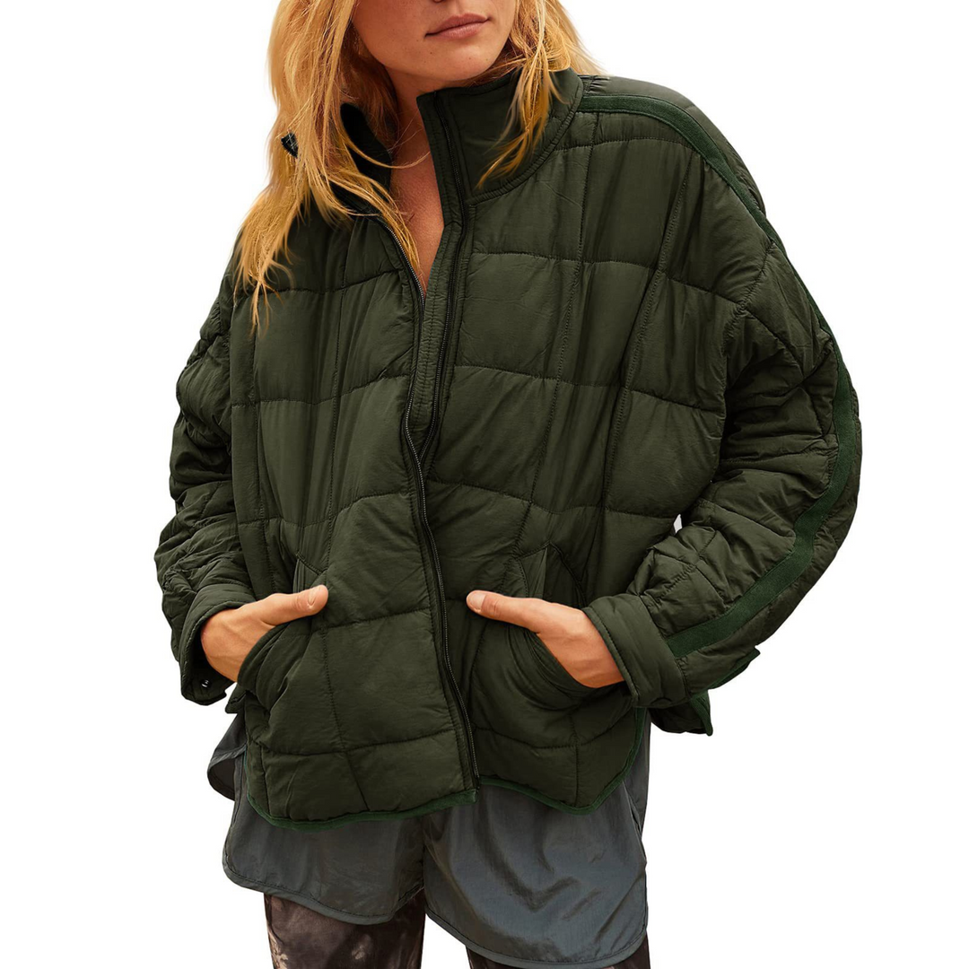 April Lightweight Compact Puffer Jacket with Zip Front for Women - Elena Harper