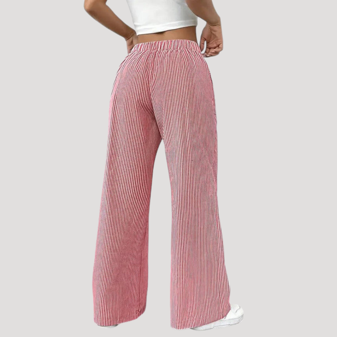Women's Casual Wide Leg Striped Pants