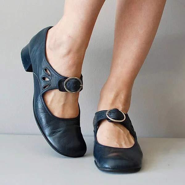 Beatrice Leather Wedge Sandals with Orthopedic Buckle, view 3 - Elena Harper