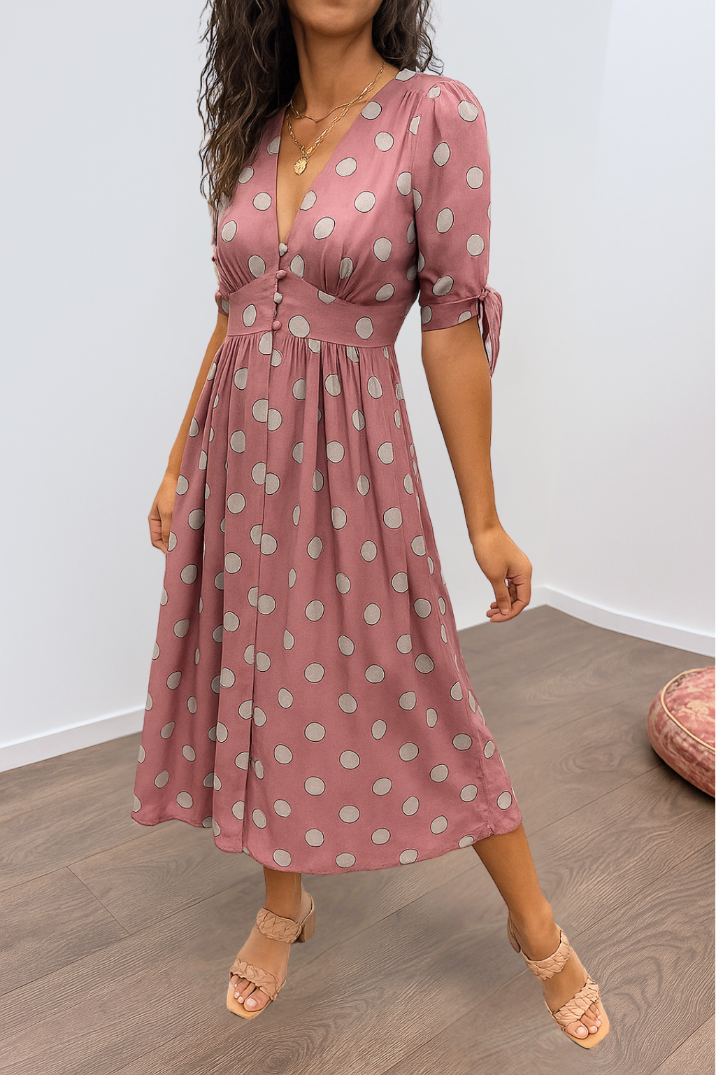 MAYA – SPOTLIGHT POLKA MIDI DRESS