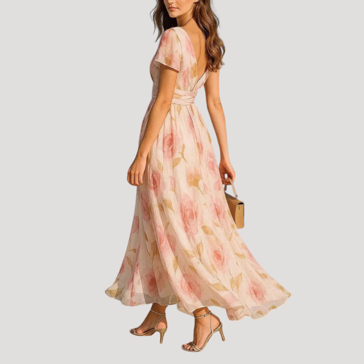 Elegant Long Floral Dress for Wedding Guests