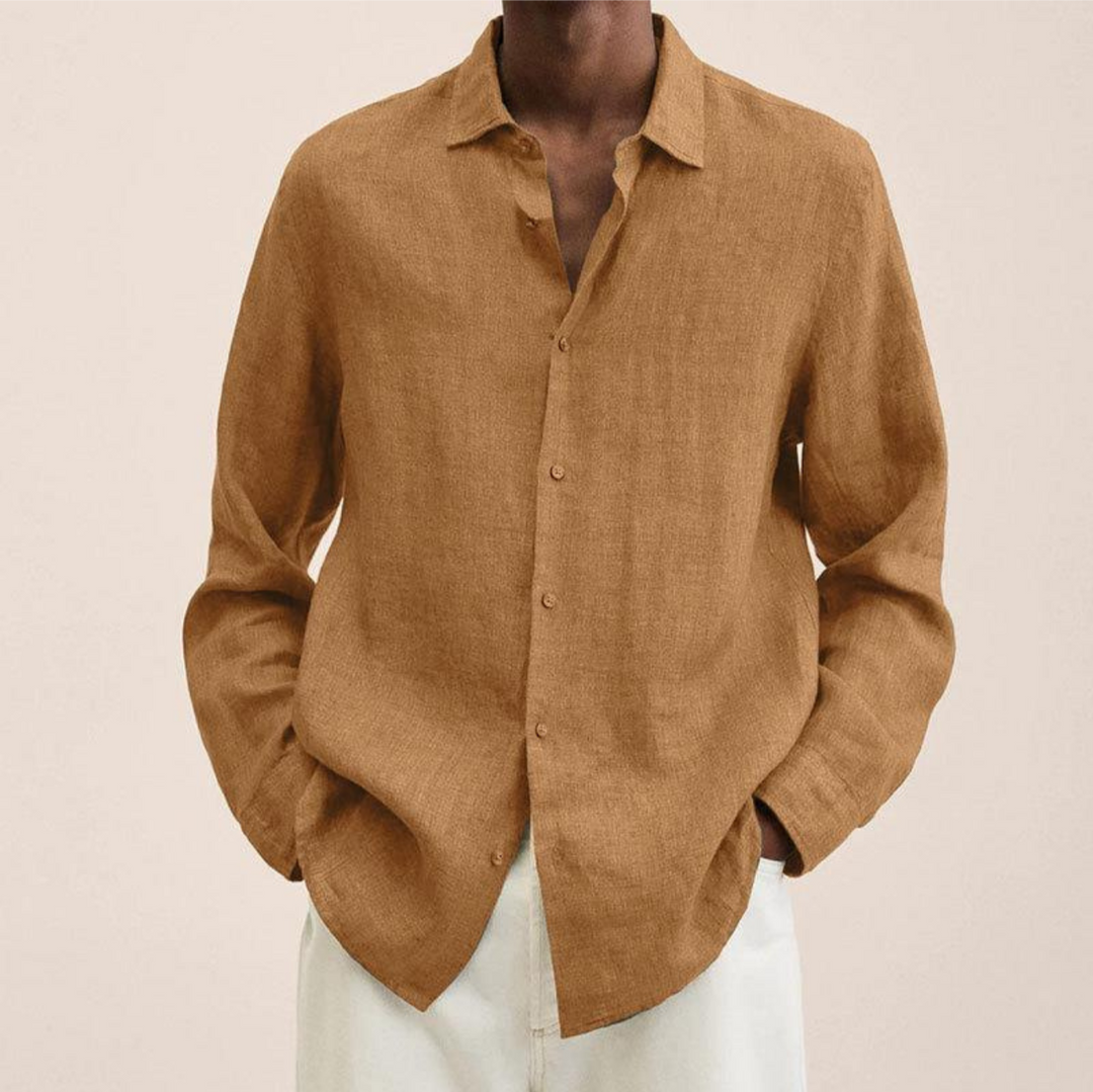 Men's Long-Sleeve Button-Up Shirt - Versatile & Stylish