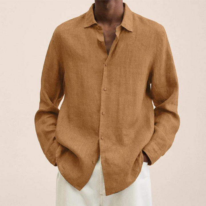 Men's Long-Sleeve Button-Up Shirt - Versatile & Stylish