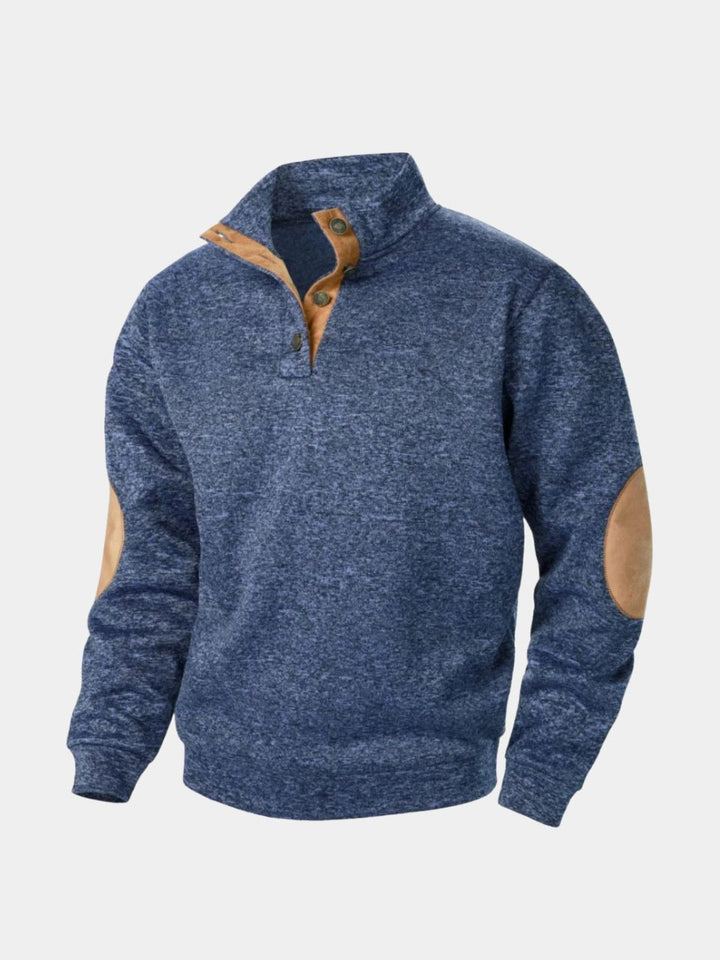 Callum Heritage Pullover with Contrast Elbow Patches for Men - Elena Harper
