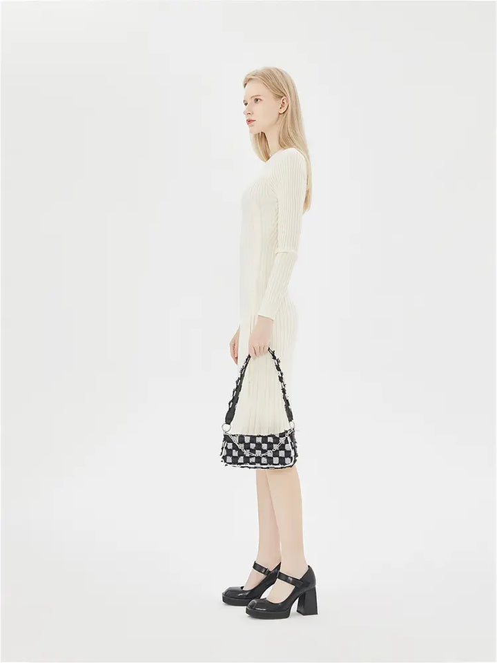 Checkerboard Chain Top Handle Shoulder Bag