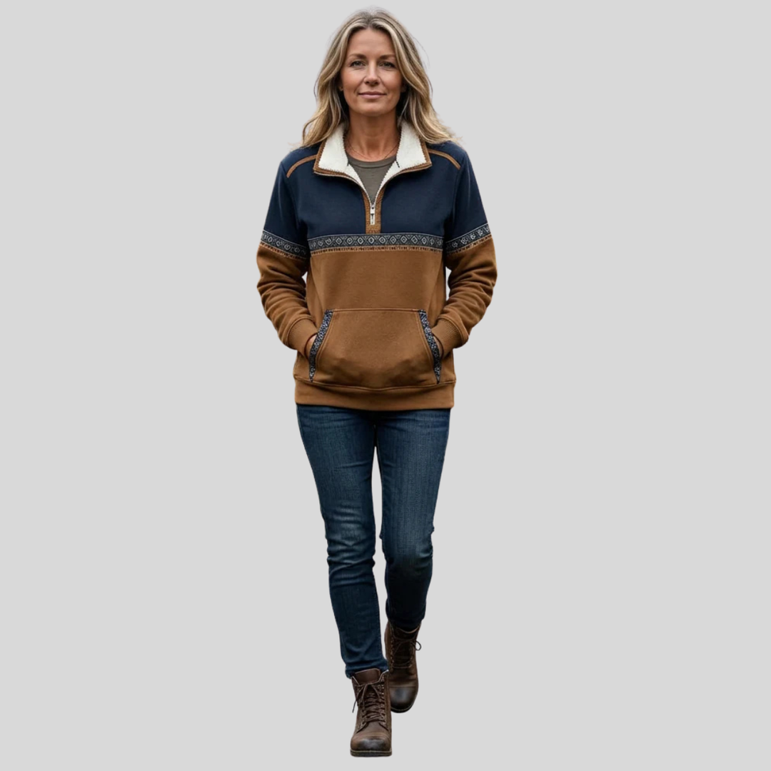 Alvette | Women's Half-Zip Pullover with Sherpa-Lined Collar