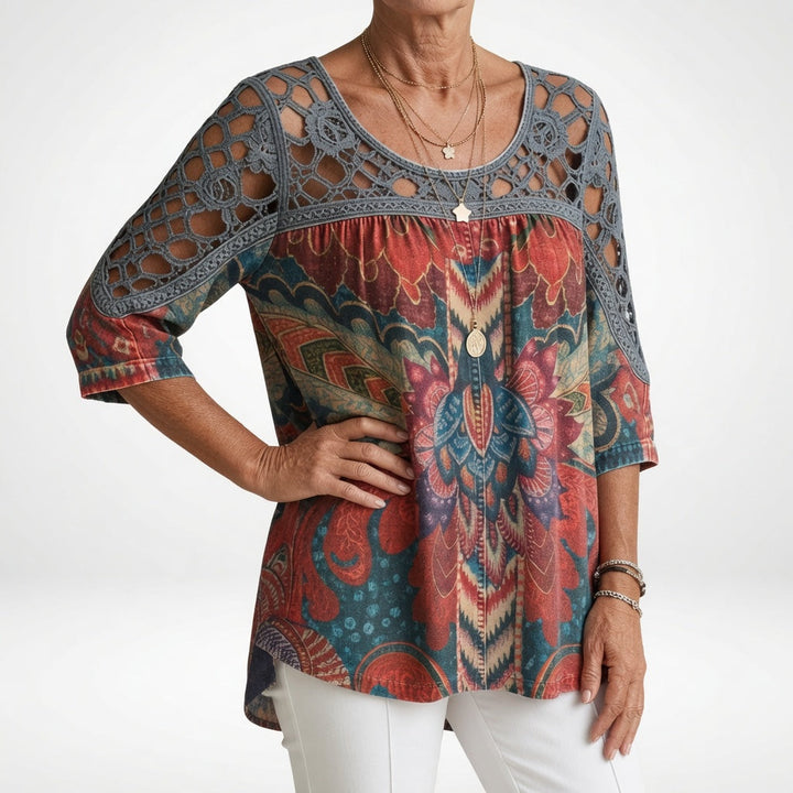 BLOUSE WITH ETHNIC PRINT FOR WOMEN