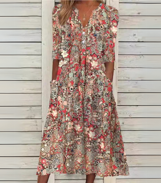 Rosa | Lightweight V-Neck Midi Dress
