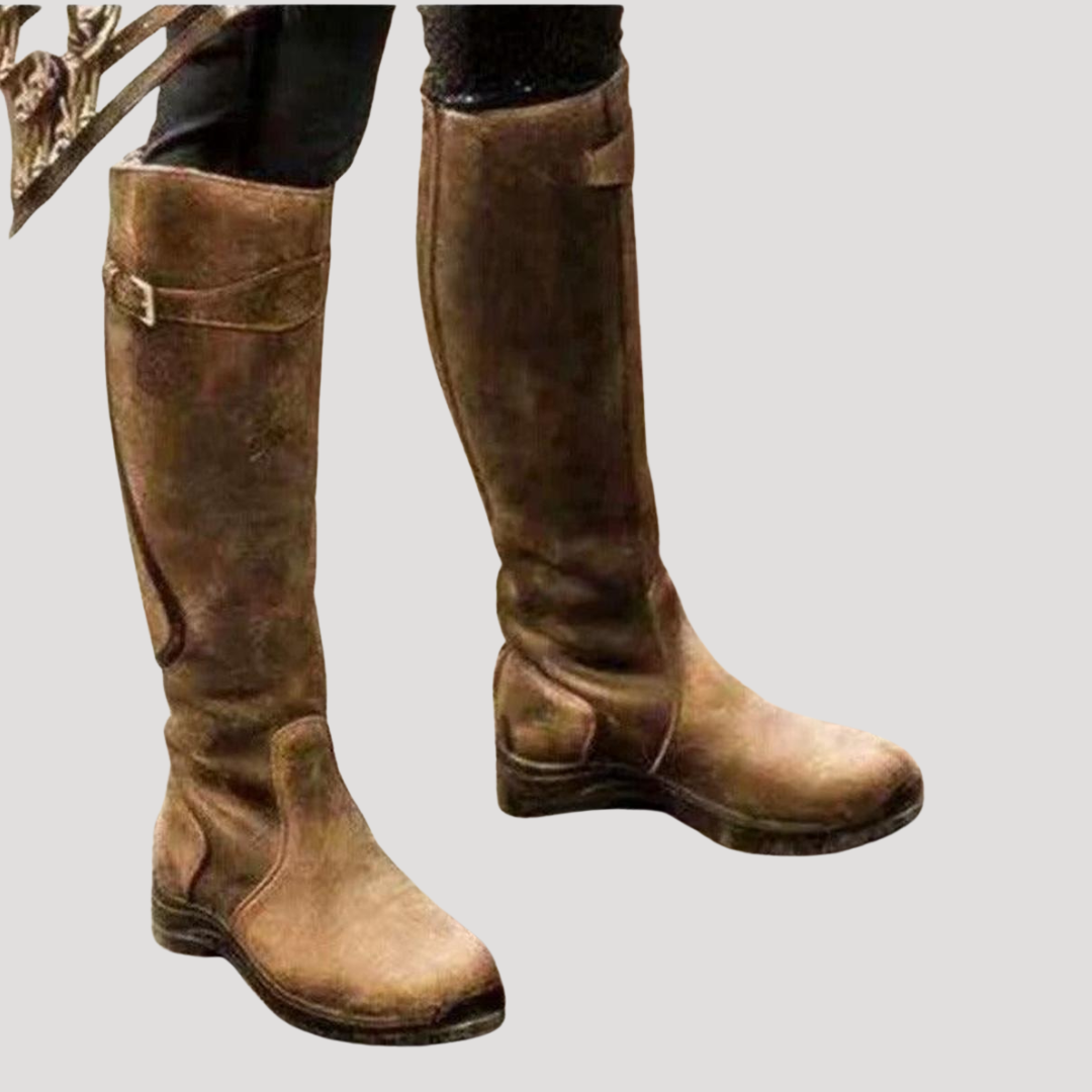 Women's Knee-High Boots with Buckle Detail