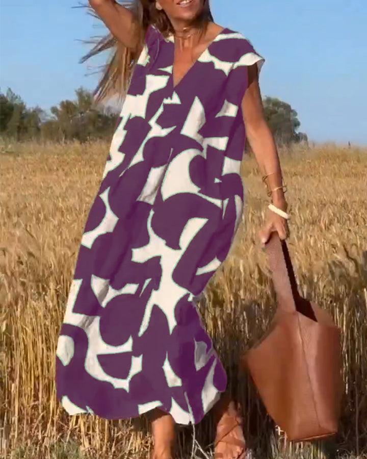 Sarinya Printed Dress With V-Neck - Elena Harper