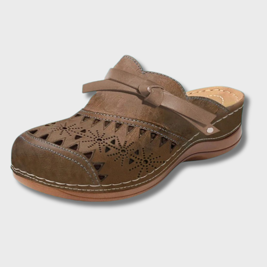 Nicolina Flat orthopedic mules with cut-out design, view 3 - Elena Harper
